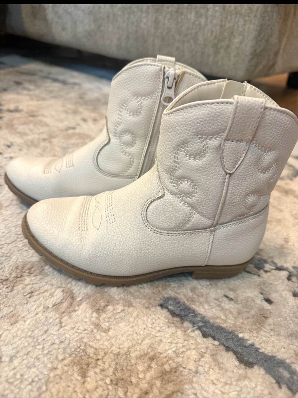 Cat & Jack Cream Western Zip Kids Boots
